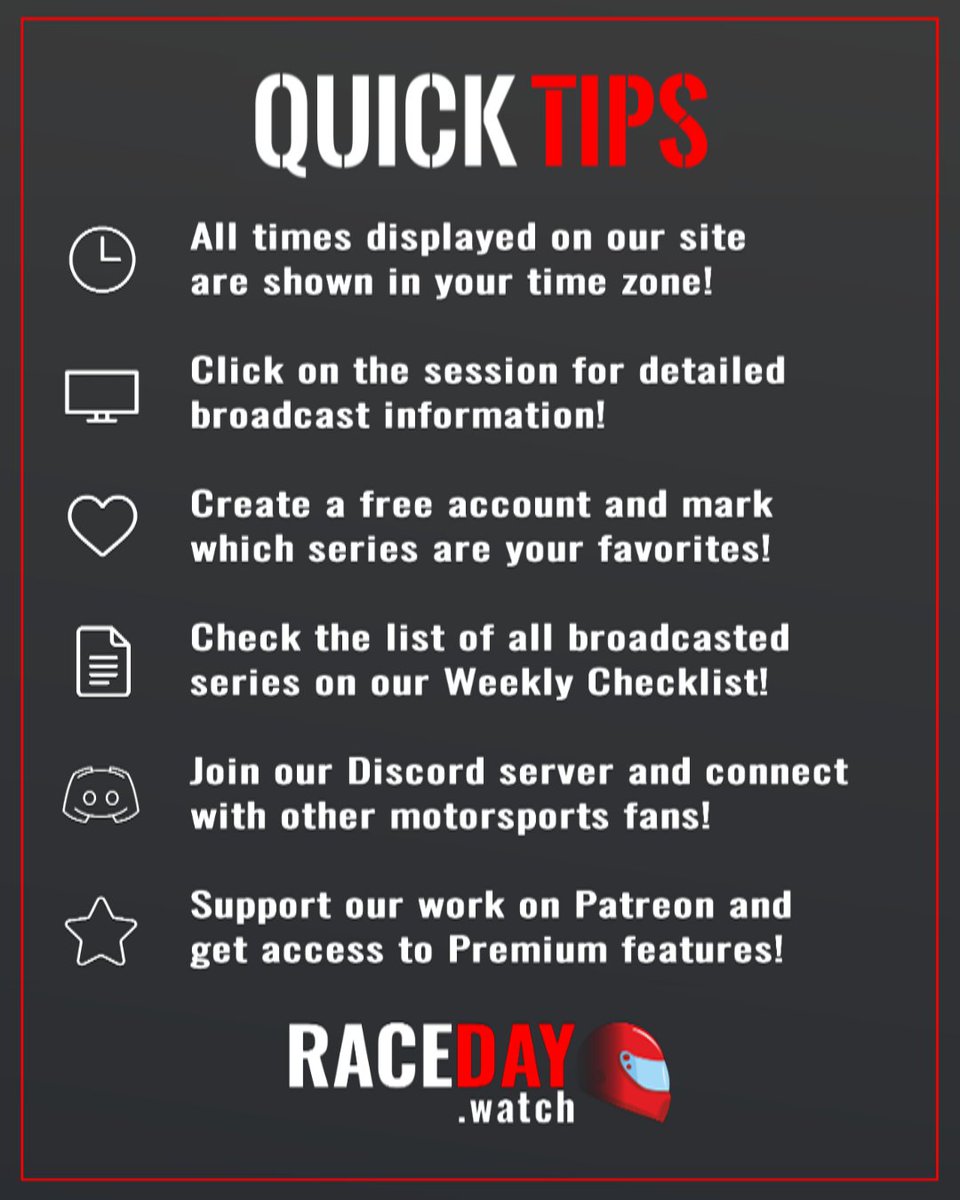 racedaywatch's tweet photo. Weekly Preview in Motorsports - Week 6 on RaceDay!
๐ฒ๐พ#MotoGP #SepangTest
๐บ๐ธ#NASCAR #CookOutClash
๐ฆ๐ช#AsianLeMans
๐ต๐น#WinterSeries
๐บ๐ธ#NWMT
๐บ๐ธ#SupercrossLIVE #SMX #Glendale
๐บ๐ธ#Arenacross
๐บ๐ธ#KOH2026
๐ฆ๐ท#TNenParanรก https://t.co/HpwCDUxzpj