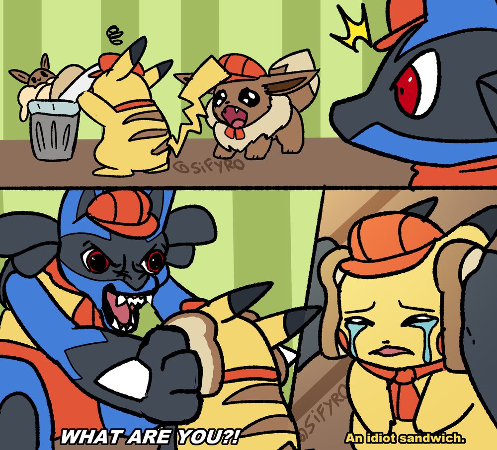 Pikachu didn't appreciate Eevee's mayo cake u__u