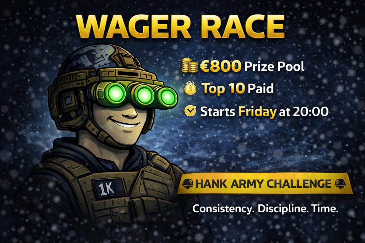 MrHankinho's tweet image. 🎰 WAGER RACE — RAPPEL

• Pool total : 800 €
• Réparti entre le Top 10
• Durée : 1 mois
• 🕗 Début vendredi à 20h

Réservé aux soldats de la Hank Army 🪖
