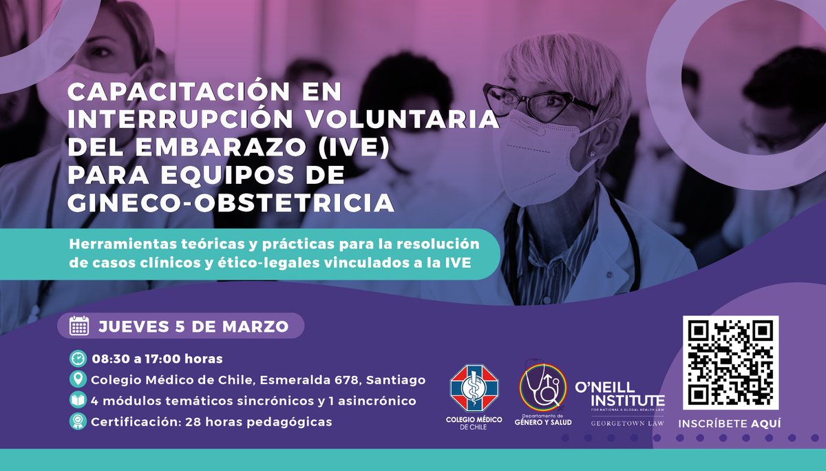 📚 Capacitación IVE para equipos de Gineco-Obstetricia
Nuestro Departamento de Género y Salud, en alianza con el Instituto O’Neill (Universidad de Georgetown), invita a equipos de Gineco-Obstetricia a participar en una jornada de formación enfocada en el marco legal, bioético y