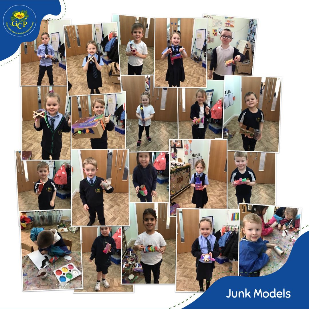 GolborneCPS's tweet photo. Reception have been busy designers this week! 
Creating junk models of transport and exploring how people travelled in the past. So much creativity, curiosity, and teamwork on display! https://t.co/HcrI9UH1fF