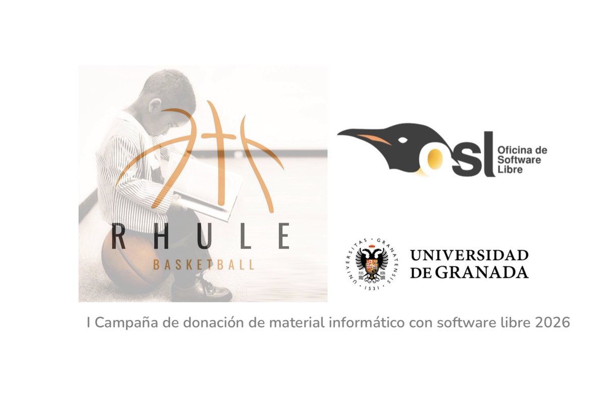 RHULEBasketball's tweet photo. Agradecimientos a @oslugr y @canalugr por darnos la oportunidad de seguir desarrollando nuestro proyecto socio deportivo con vuestra ayuda por el material concedido en ésta I Campaña de Donación de Material Informático con Software Libre 2026. https://t.co/pNiEsYg8W7