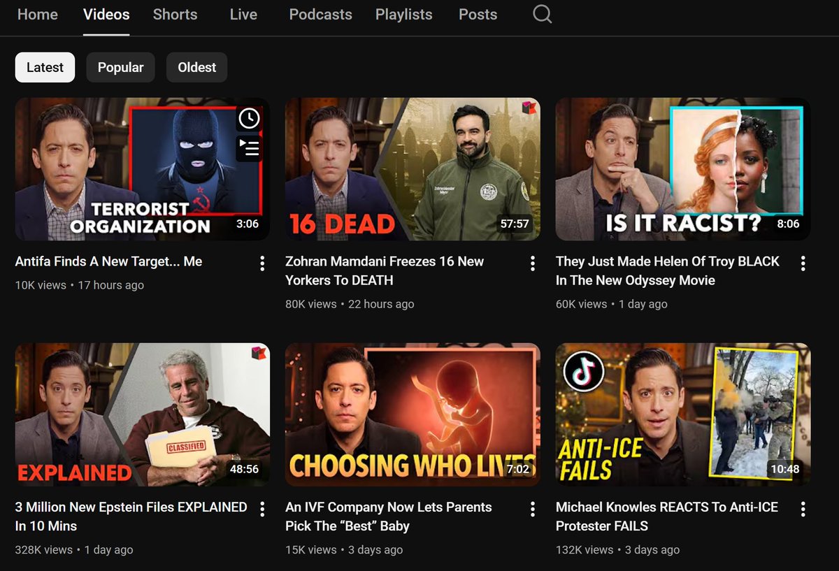 Of course its fake and gay, its the internet

Knowles did an Epstein breakdown and got 328k views and his helen of troy got 60k