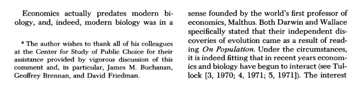RenaudFoucart's tweet photo. Biology? You mean the subfield of economics? (Tullock, 1977) https://t.co/RthkbdvXxn
