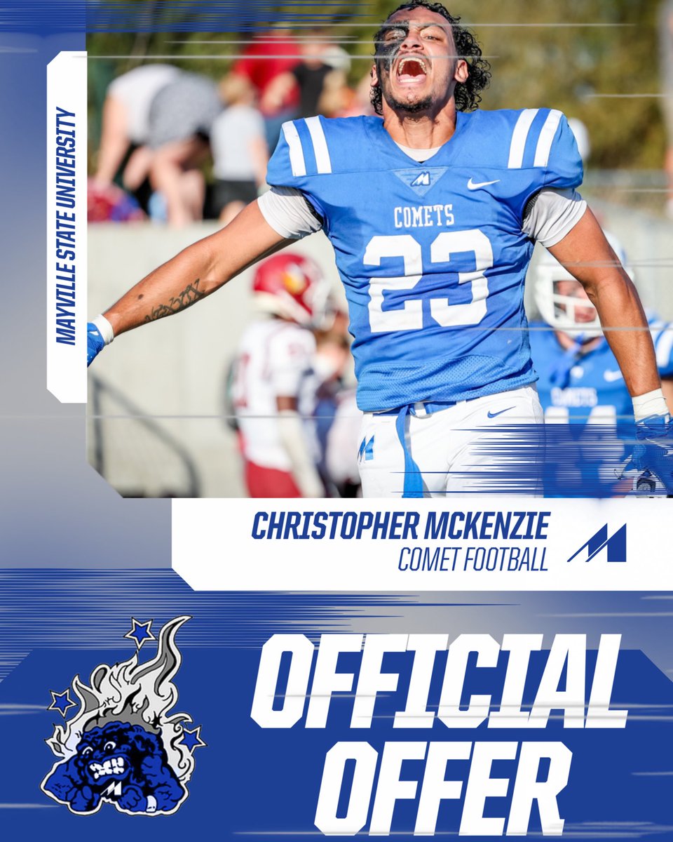 chr1smckenzie's tweet photo. After a great conversation with @andrew_roufs I am blessed and grateful to receive an offer from Mayville State University! I am truly grateful for the opportunity to Extend my education and athletics! @mayville_FB @PrepRedzoneNV https://t.co/6Yr4jx9C6Z
