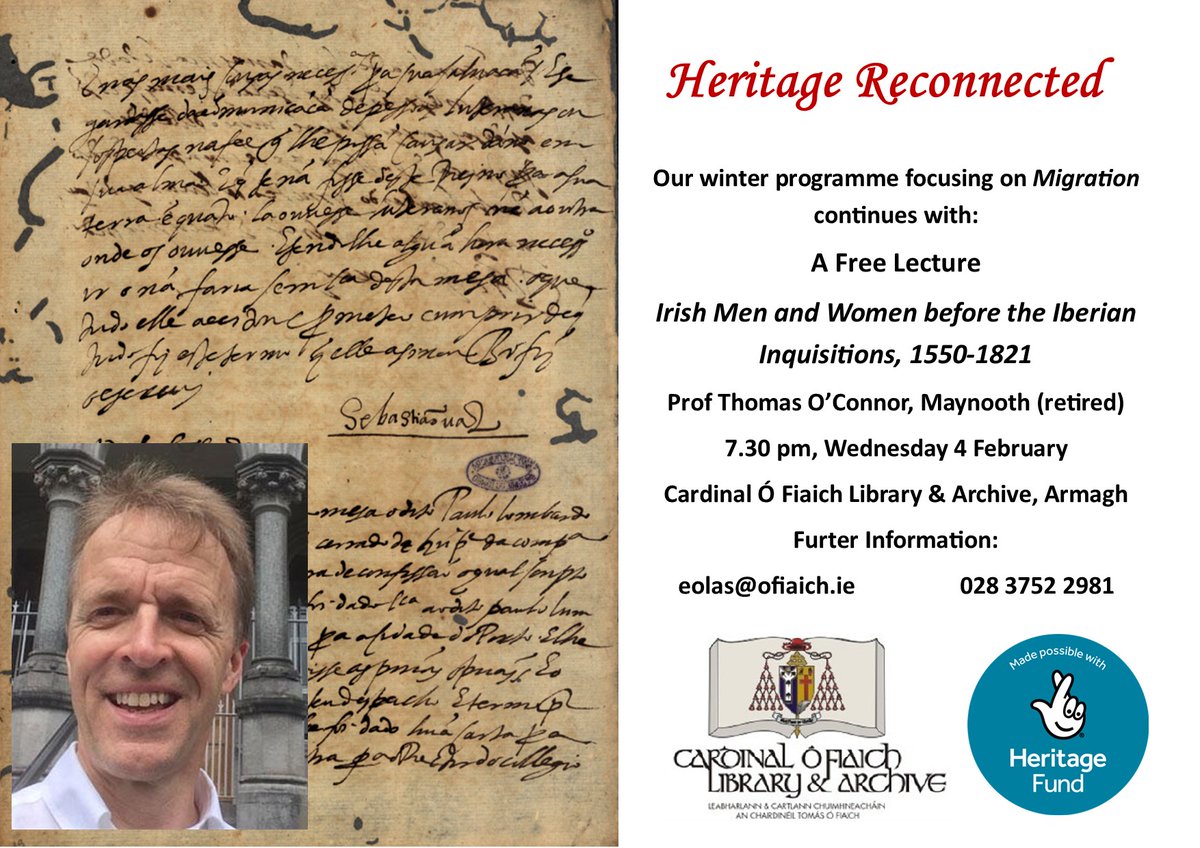 OFiaichLibrary's tweet image. Don't forget to join us this evening for the latest free lecture in our Heritage Reconnected series supported by @HeritageFundUK