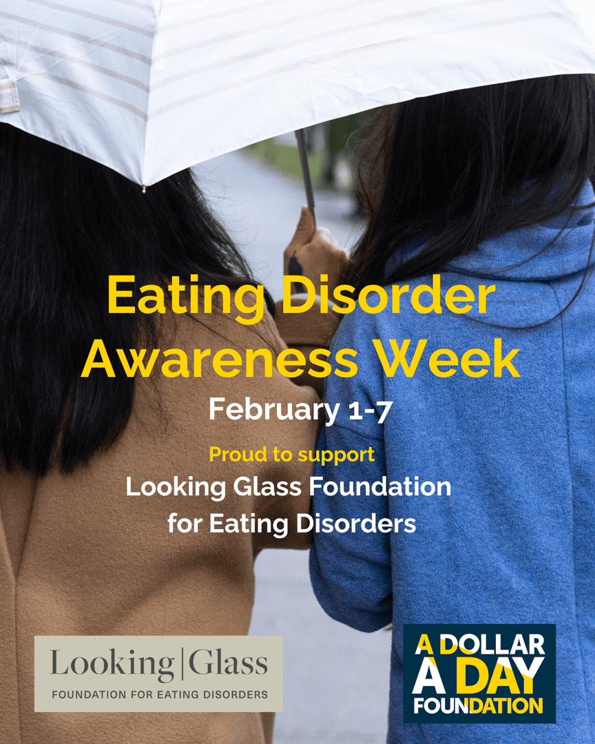 adollaradayfdn's tweet photo. 💙  Eating Disorder Awareness Week is February 1 to 7 💙 

A Dollar A Day is proud to support Looking Glass Foundation for Eating Disorders, an organization in BC that helps people living with eating disorders find stability and hope.

Find out more: https://t.co/g4Asc9pnbv https://t.co/zfzfx14X3z