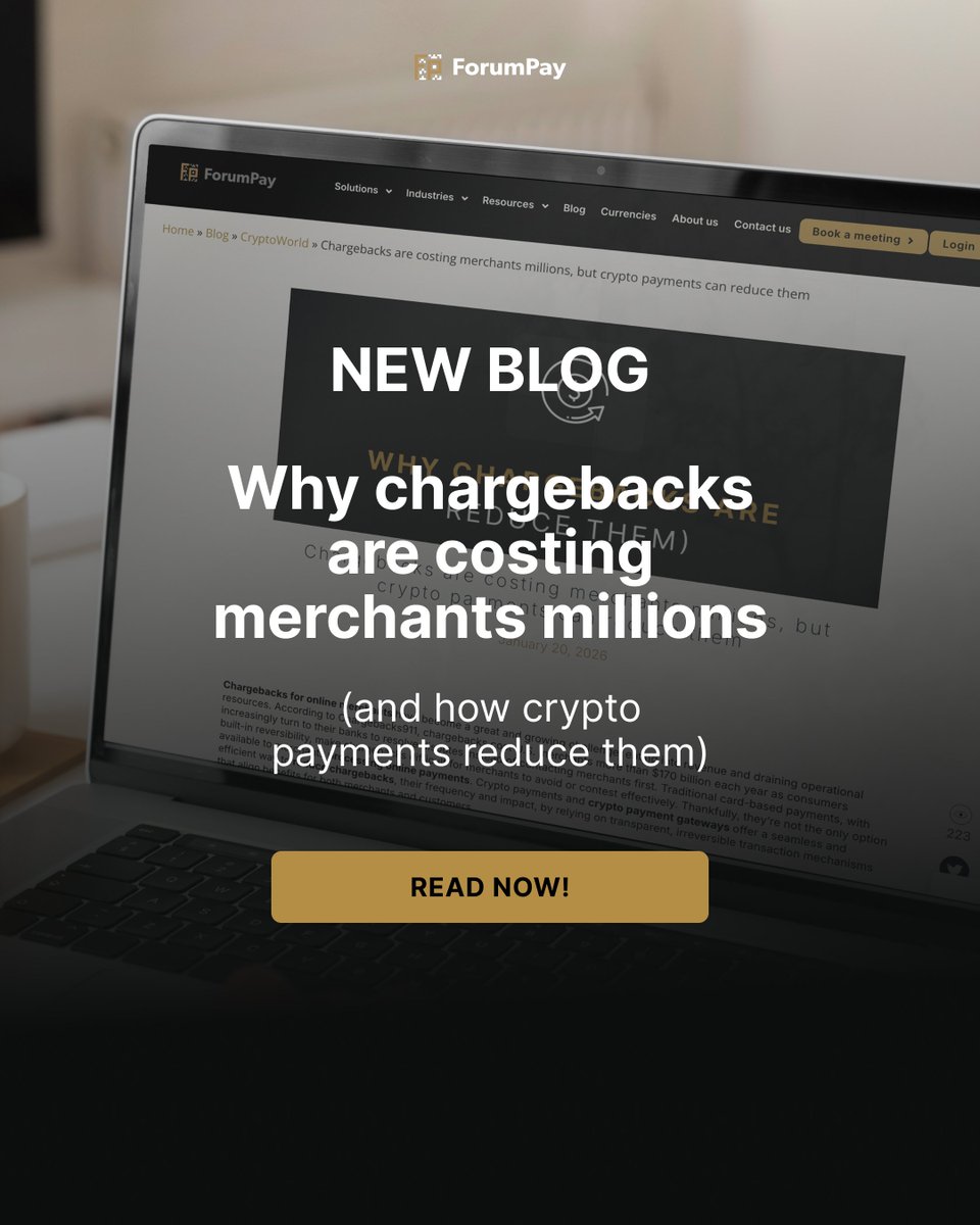 Chargebacks are costing merchants billions every year.🚨

🔎In our latest blog article, we explain why card payments make disputes so painful and how crypto payments can help merchants reduce chargebacks and protect revenue.

👉 Read the full article here forumpay.com/blog/cryptowor…