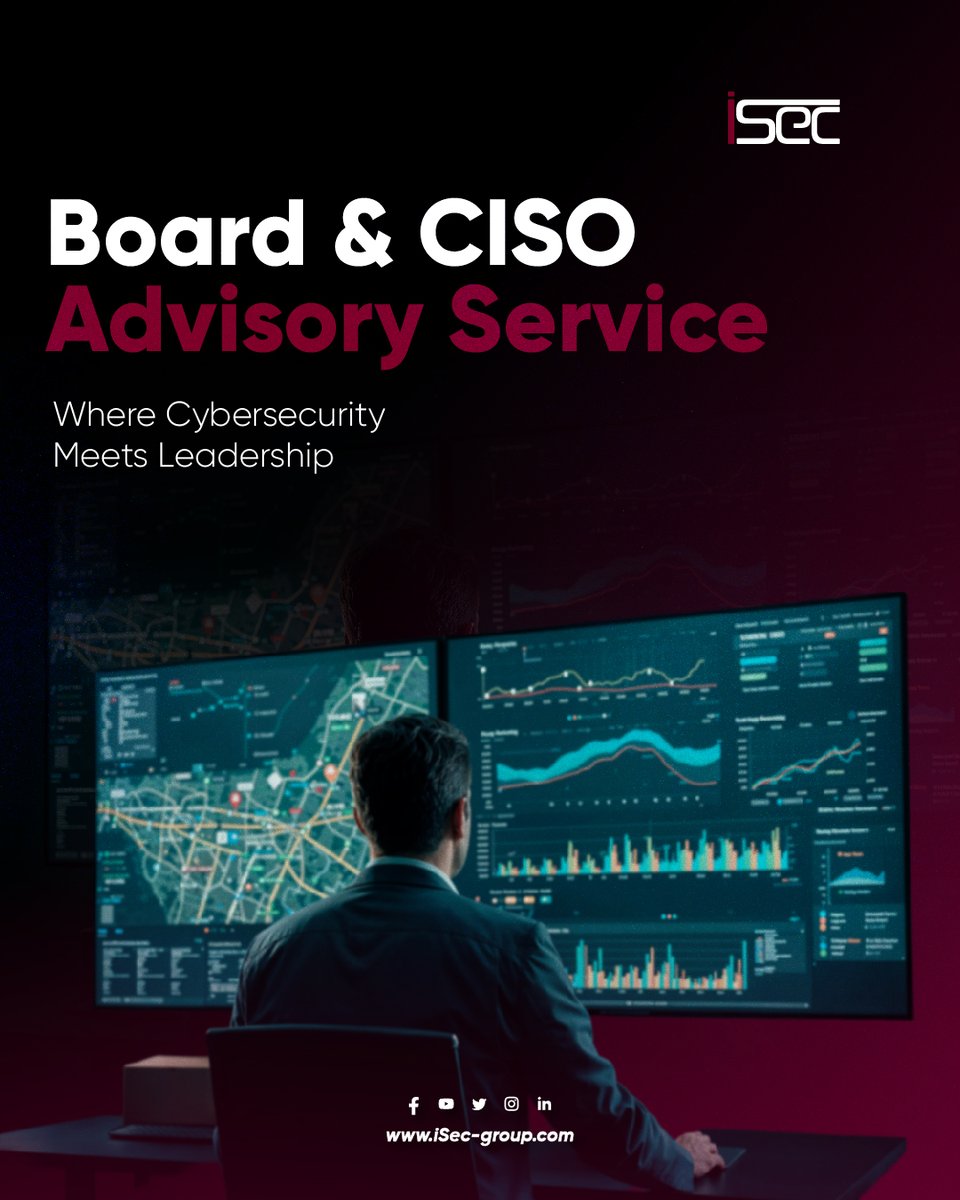 Effective cybersecurity starts at the top.
iSec’s Board &amp; CISO Advisory service helps executive leadership translate cyber risk into informed decisions, clear governance, and measurable accountability.
#iSec #CISOAdvisory #BoardAdvisory #CyberLeadership #InformationSecurity