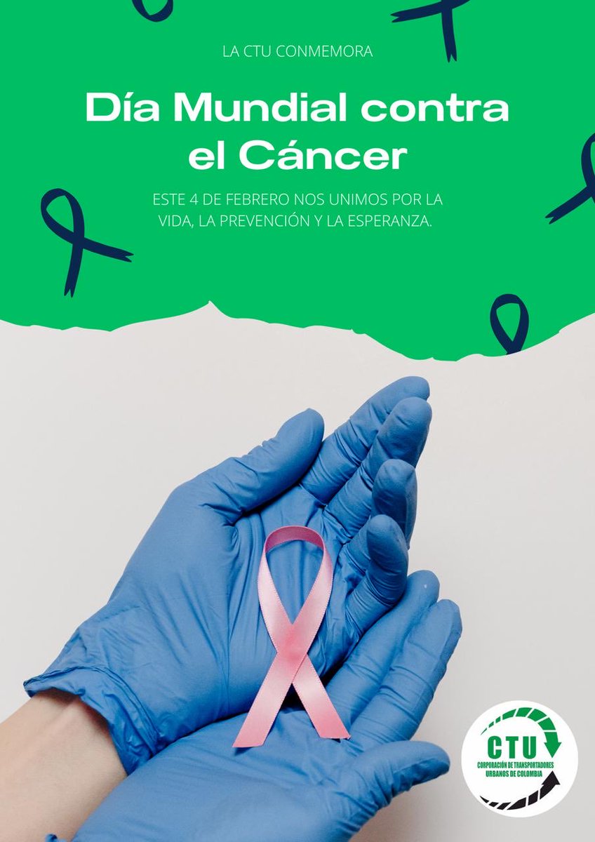 En el Día Mundial contra el Cáncer, desde la <a href="/ctucolombia/">Corporación de Transportadores Urbanos de Colombia</a> nos unimos al llamado por la prevención, la detección temprana y el acompañamiento solidario. Juntos, con información y humanidad, podemos salvar vidas. 🎗️💪