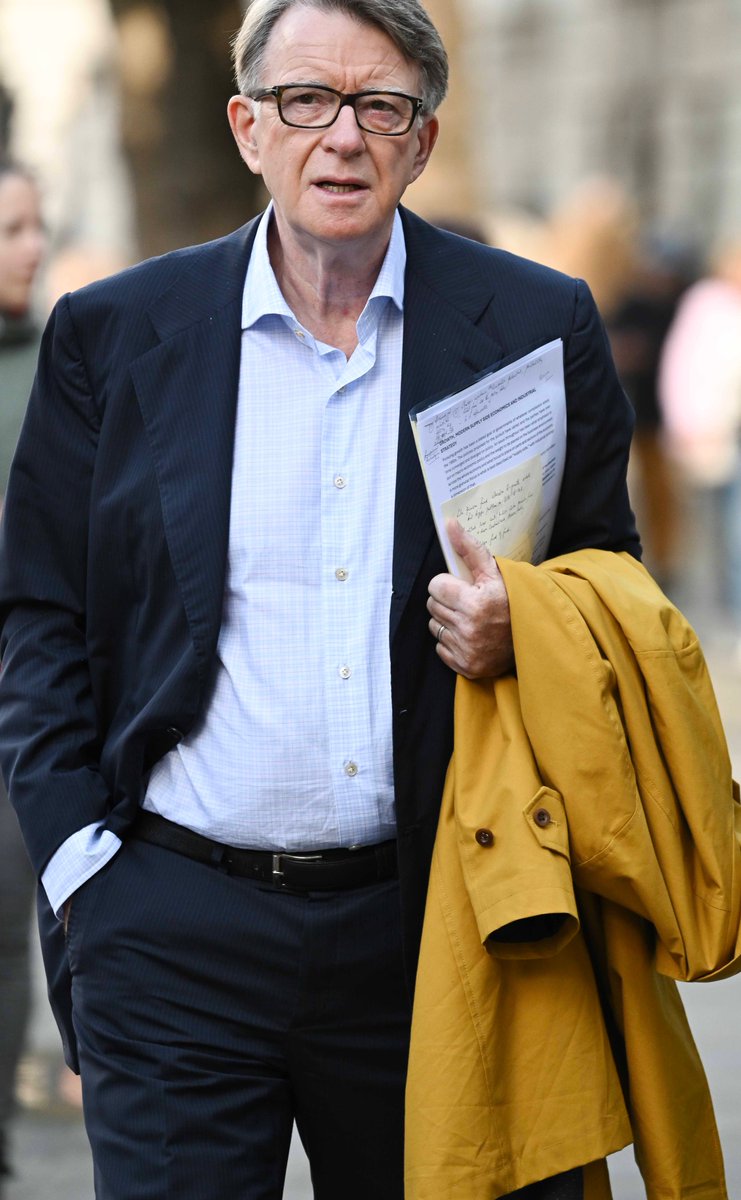 PoliticalPics's tweet image. Mandelson walking past Downing St just over a month before being made Ambassador