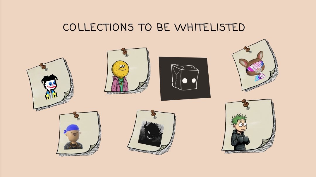 List of collections to be whitelisted 
Snapshot on Friday

For GTD
All holders holding 
<a href="/FunkariNft/">Funkari</a>  
<a href="/goodvibesclub/">Good Vibes Club 🤙</a>
2+ <a href="/D3lMundos/">The Del Mundos</a>
2+ <a href="/lilbangersnft/">Lil Bangers</a>
3+ <a href="/digital_slops/">digital slops</a> 
3+ <a href="/digitrabbits/">Digit Rabbits 🐰</a> 
3+ <a href="/YokaiSyndicate/">Yokai Syndicate</a> 

Every holder is eligible for FCFS

10x GTD on this post
Rt + drop address