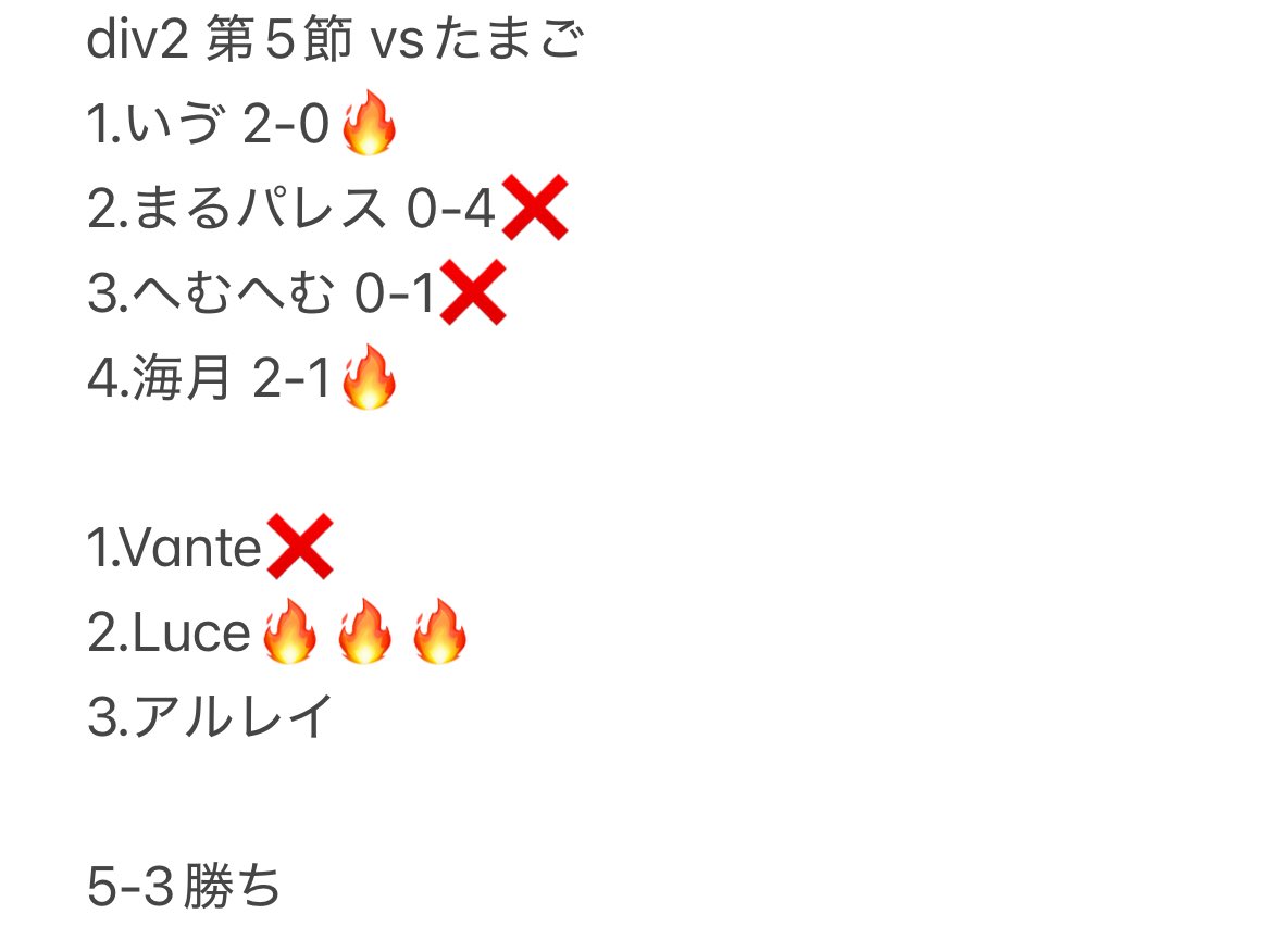 maboroshi_townn's tweet photo. div2第5節vsたまご

ないす🔥Luceふぁいやー！
一騎打ちも勝ち持ってきてるの熱いよ！

#同盟ランキング https://t.co/QGHYd3FDjj