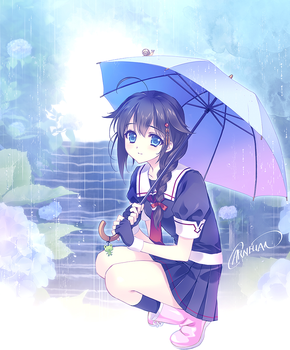 『艦これ/時雨』
こた(<a href="/kota58xx/">こた🐾🐾</a>)さんの発掘リクエスト

雨の中の時雨…2013年に描いた１枚ですね。
初描き時雨でした～☔