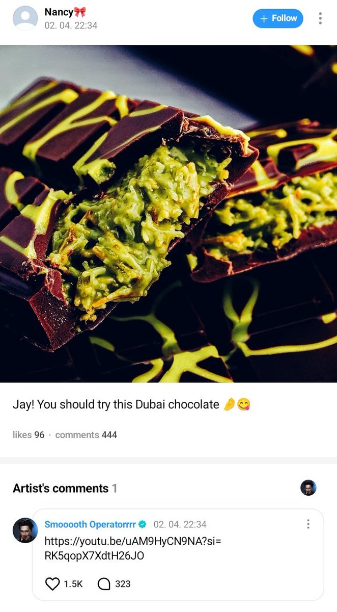 enhypenweverse's tweet photo. [ #제이’s Reply ] 260204

OP: Jay! You should try this Dubai chocolate 🤌😋

#JAY: https://t.co/nYDGsFIo35 

@ENHYPEN_members @ENHYPEN #ENHYPEN #엔하이픈 https://t.co/KP2B5JWTHs