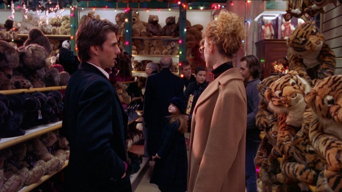 The completely unsupportable "Toy Store theory" is one of the conspiracy theories that tells you a lot more about the theorists than the conspiracists.

Bill and Alice want Helena to wander the aisle because they don't want her listening to their conversation. Helena looks back