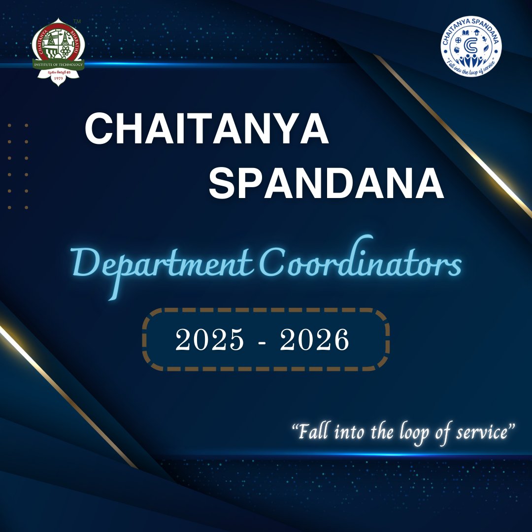 Chai_Spandana's tweet image. Chaitanya Spandana proudly welcomes our passionate Department Coordinators. Congratulations as you begin this meaningful journey of service—your dedication powers our collective impact.

#ChaitanyaSpandana #CBIT #ServiceClub #DepartmentCoordinators #FallIntoTheLoopOfService 
#CS