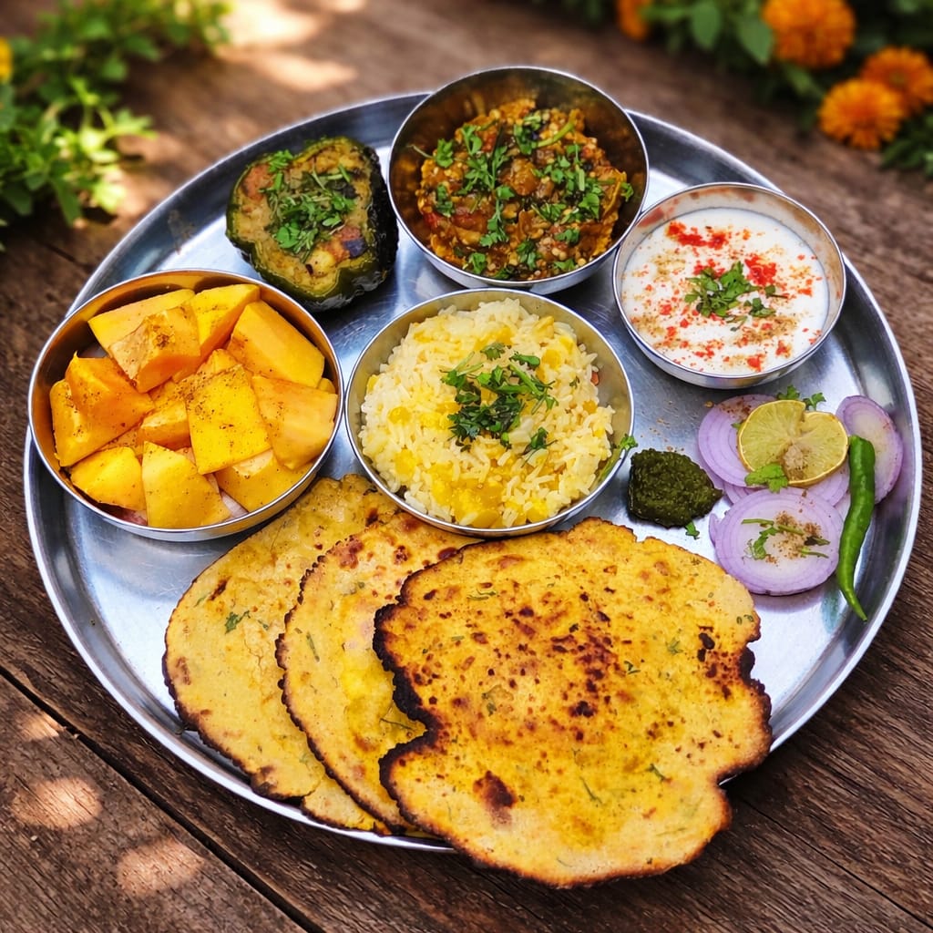 beenuguptax's tweet photo. A wholesome desi thali that hits all the right notes ✨

Makki ki roti, dal, chawal, curd, sabzi, and all those little sides that make a big difference 🫶

Simple food. Big comfort. Pure joy on a plate.
#DesiThali #IndianFoodLove #GharKaKhana #MakkiKiRoti #ComfortFood https://t.co/SC739K51Tw