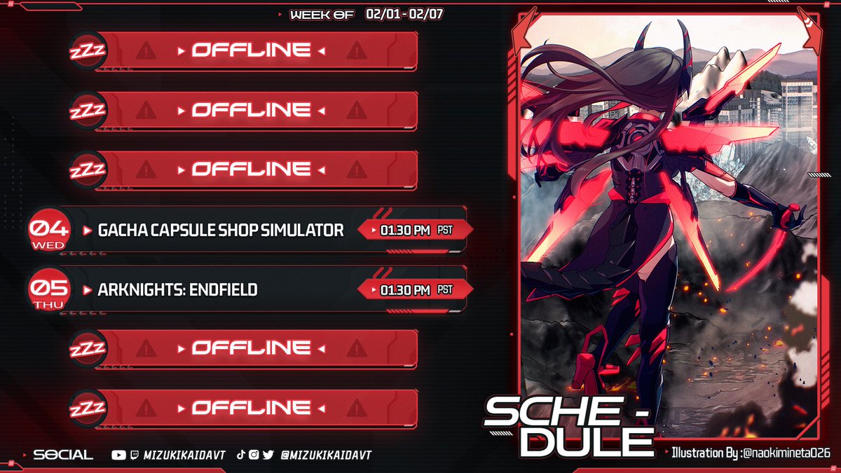 ⋆˚࿔ 02/01 - 02/07 SCHEDULE ⋆˚࿔

Is this gacha sim gonna be the perfect game for my gacha addiction brain??? We will see LOL
Late schedule (oopsies) and starting a little earlier!

#vtuber