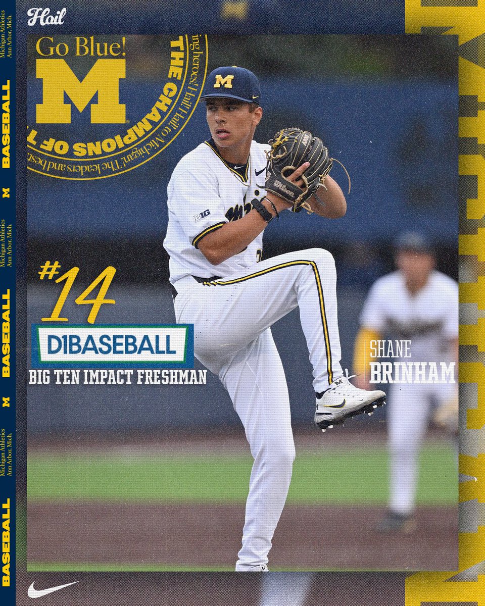 umichbaseball's tweet image. A Freshman to Watch! 

Shane Brinham has been named as the No. 14 Big Ten Impact Freshman by @d1baseball! 

#GoBlue