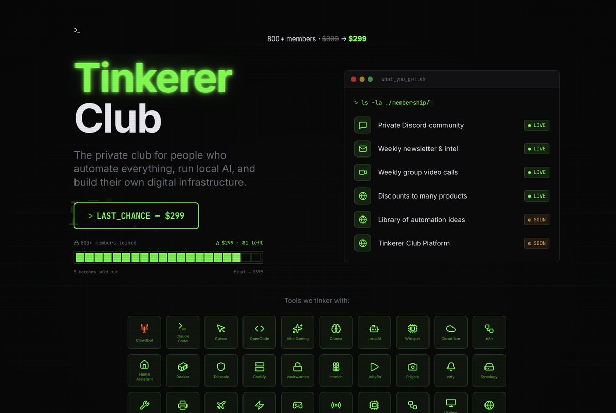 Every time i open discord of <a href="/tinkererclub/">Tinkerer Club 🦄</a> there's something new and exciting to tinker with

Easiest $199 I've ever spent