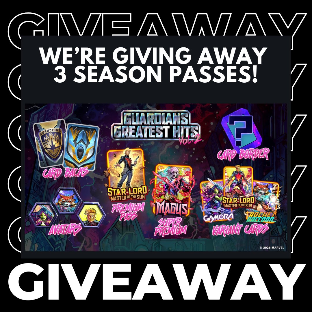 📢GIVEAWAY TIME📢

The folks at <a href="/MARVELSNAP/">MARVEL SNAP</a> <a href="/seconddinner/">Second Dinner</a> hooked me up with THREE season passes to give away!

To enter:
✅Like, follow, retweet
✅REPLY with the card you're most excited for this month