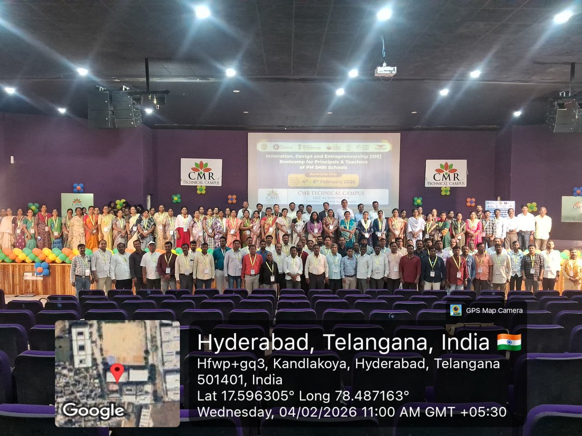 Inaugural ceremony of Three-Day Innovation, Design, and Entrepreneurship (IDE)
Bootcamp for Principals &amp; Teachers of PM SHRI Schools in association with AICTE, MIC,NCERT, MoE, PM SHRI,School Innovation Council, Wadhwani Foundation and CMR Technical Campus.

<a href="/AICTE_INDIA/">AICTE</a>