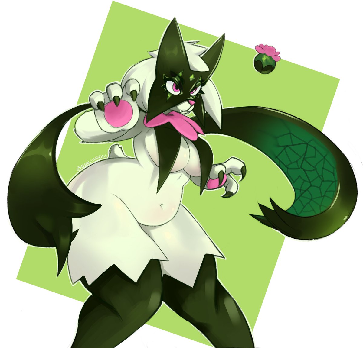 Another version because the last background didn’t turn out great and I was exhausted.Meowscarada fanart 💚