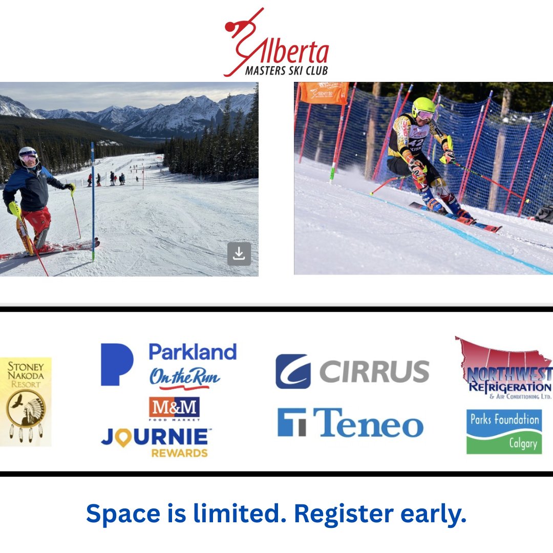ABMASskiclub's tweet photo. It’s time to get racing! 🎿 Registration is OPEN for the 20th Annual Rides of March &amp; Western Canadian Masters Alpine Championships at Nakiska (March 5-8). Open to ages 18-90+, U14, &amp; U16. Space is limited—sign up now! 

Register: https://t.co/ws6Lkkyf4W

#RidesOfMarch #Masters https://t.co/BRhS4kleA6