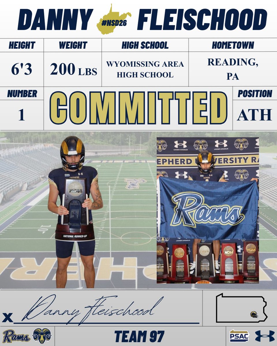 SURamsFootball's tweet photo. Next up for the Rams is Danny Fleischood!
#Team97 🐏🏈 https://t.co/DcySmjlbjj