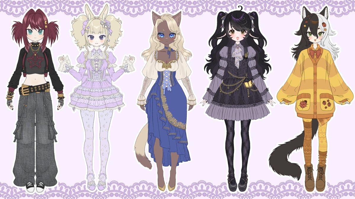 💜Adoptables Available💜

I have five adoptables in my VGen shop, 15 USD each!

⚜ Commercial license included (no fees)
⚜ Color pallets included
⚜ Can be used as vtuber design, OC, etc.

Adopt today!