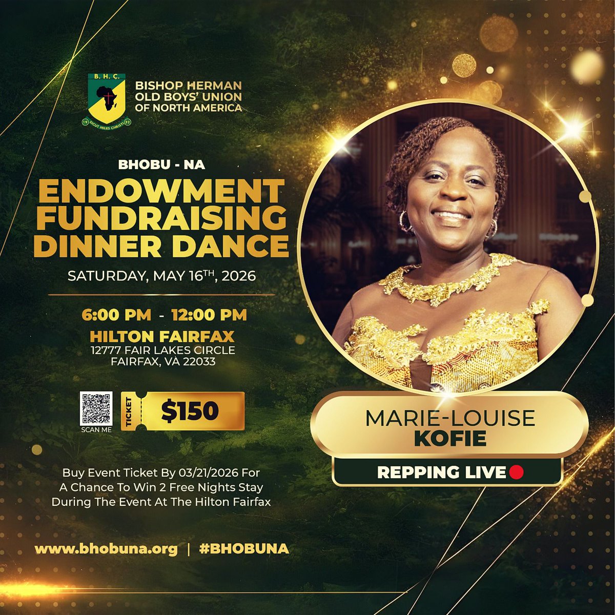 bhobuna's tweet photo. Gem Marie-Louise Kofie (POGA stands UP!) is representing LIVE at the BHOBU-NA 2026 Endowment Fundraising Dinner Dance💃 

Buy by 03/21/2026 and you could win 2 FREE nights at Hilton Fairfax*   Lock in your ticket before your group chat starts crying:👇
https://t.co/nw6mUyiDaj https://t.co/NSp5oE35l3