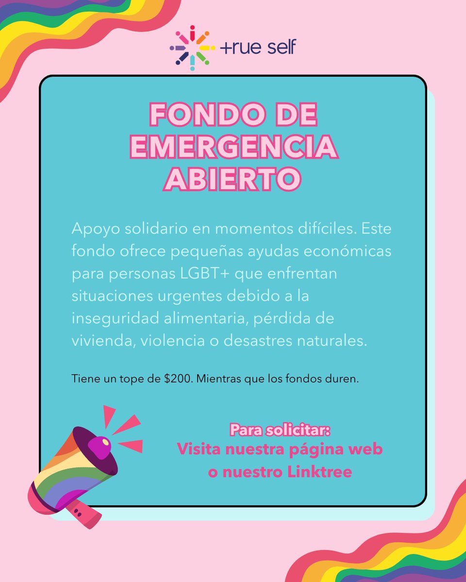 🚨¿Eres una persona de la comunidad LGBT+, resides en Puerto Rico y estás pasando por momentos difíciles? Nuestro fondo de emergencia está abierto.

💜Solicits a través de nuestra página web o a través de nuestro Linktree.

Tiene un tope de $200. Mientras los fondos duren.