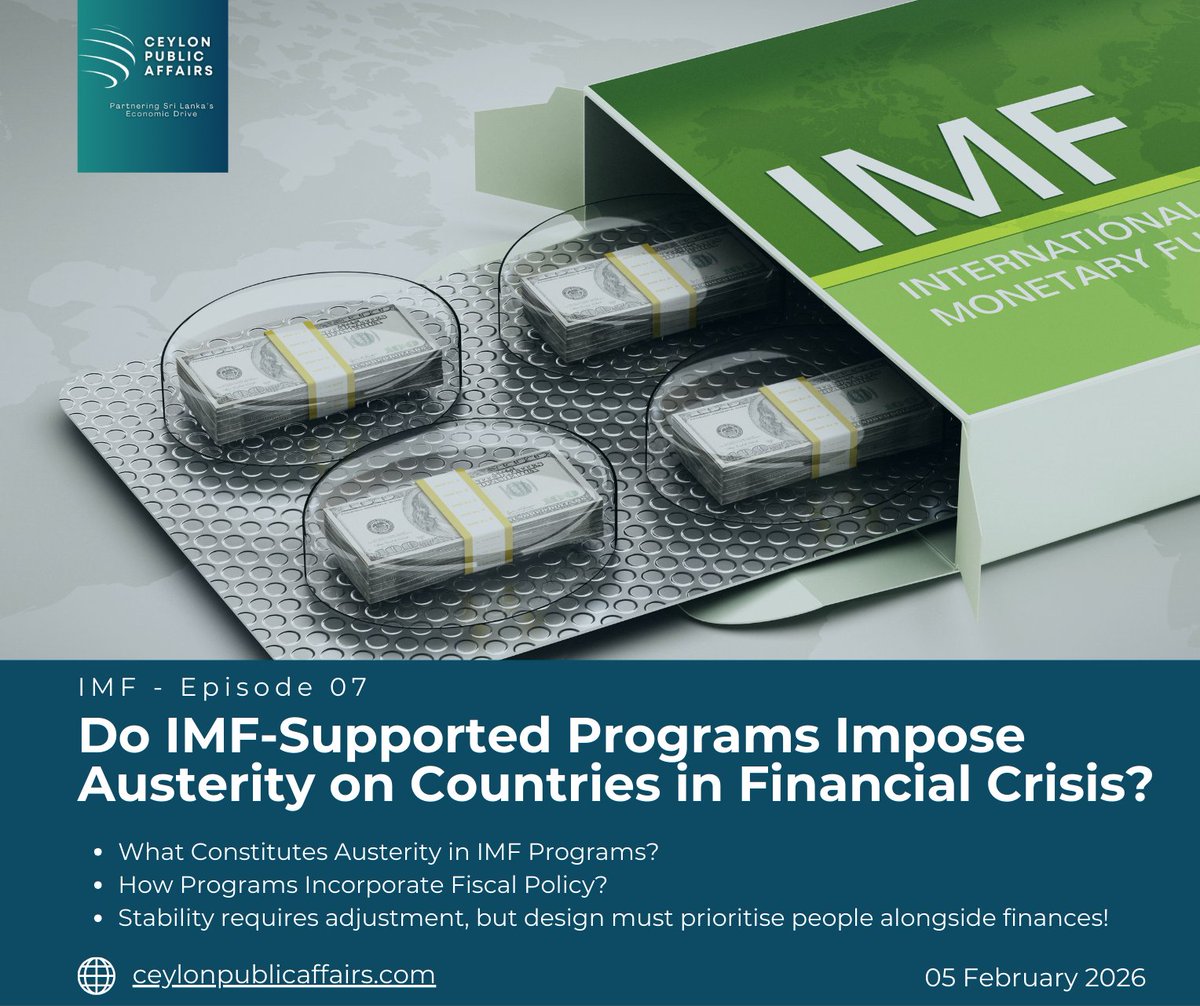 CeylonPublicA's tweet photo. Do IMF programs really impose austerity?

👉🏻 Full analysis now on Ceylon Public Affairs: https://t.co/JktlBsZLc5

#IMF #Austerity #FiscalConsolidation #EconomicStability #SriLankaIMF #CeylonPublicAffairs https://t.co/eG1uG8YKqx