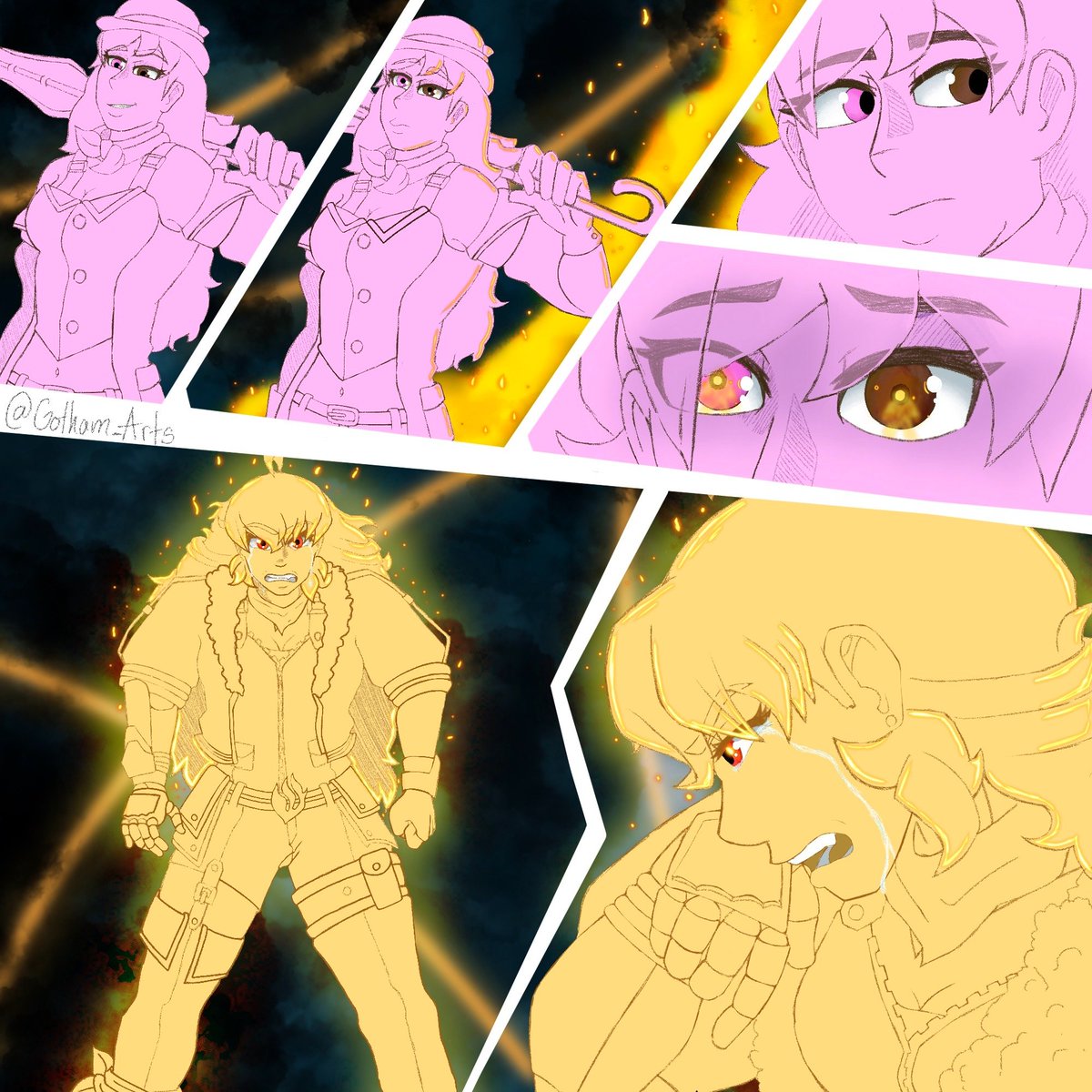 Part 4/? 
Picking this AU up again cause I desire to draw Yangst ...
#RWBY #YangXiaoLong #Bumbleby