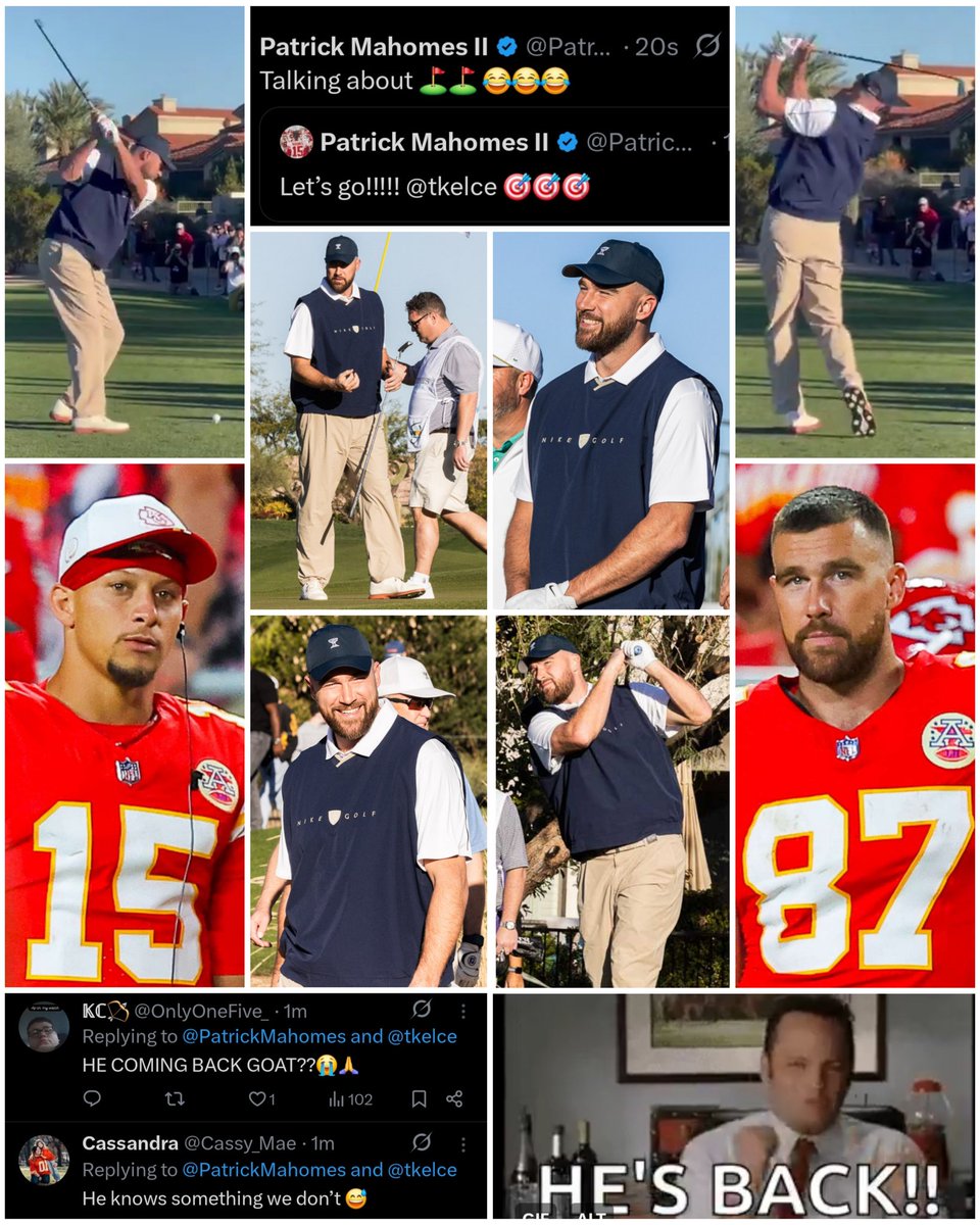 StarcadeMediaKC's tweet image. Fans thought #PatrickMahomes was secretly announcing #TravisKelce's return to the Chiefs, but he was just talking about him playing golf in the WM Phoenix Open Pro-Am. ⛳️😂