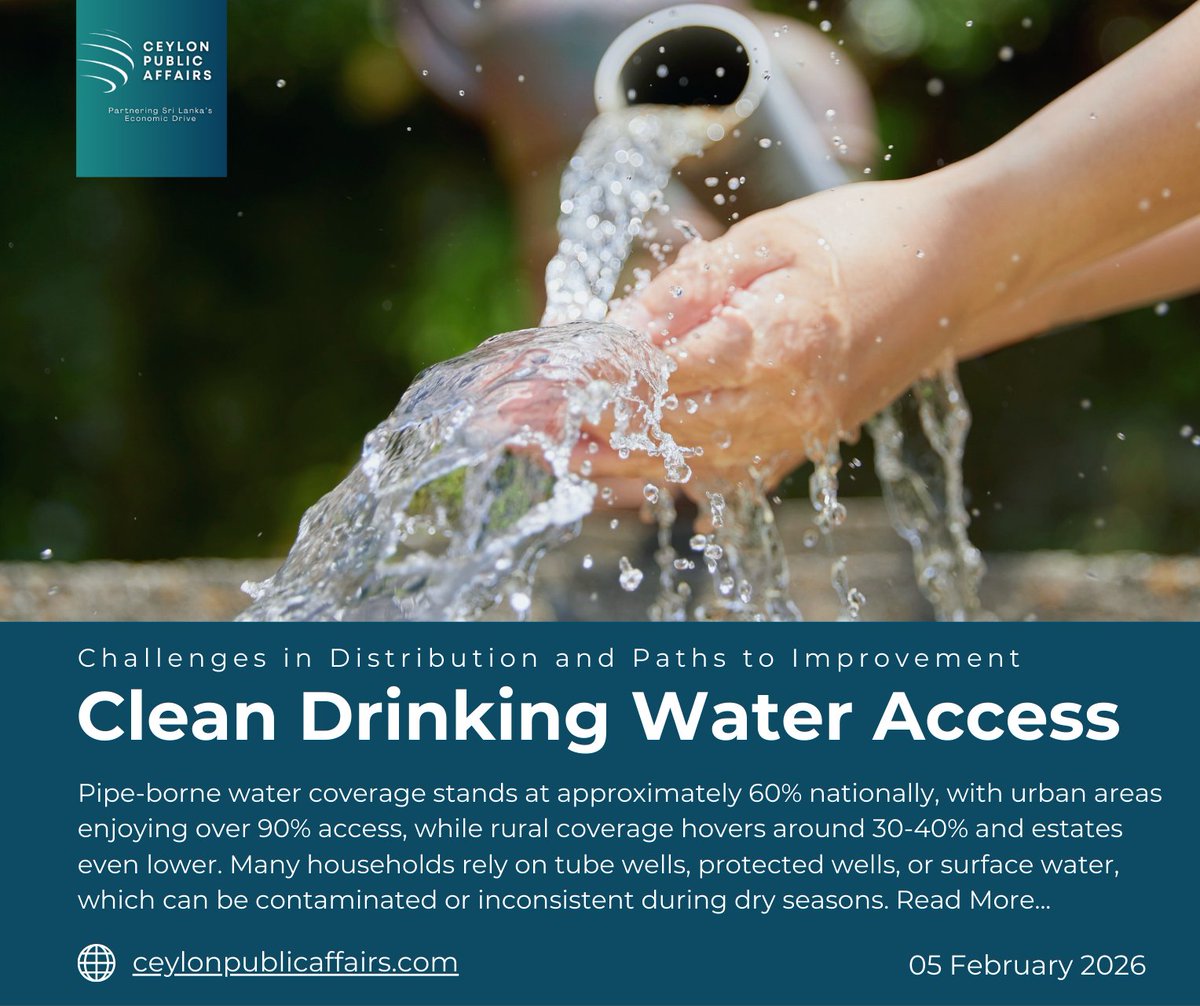 CeylonPublicA's tweet photo. Will every Sri Lankan have clean drinking water by the end of this decade?
👉🏻 Full analysis now on Ceylon Public Affairs: https://t.co/IiCW7IJzrz
#SriLanka #CleanDrinkingWater #RuralAccess #CKDu #PublicHealth #CeylonPublicAffairs https://t.co/7d6vYXy9LA