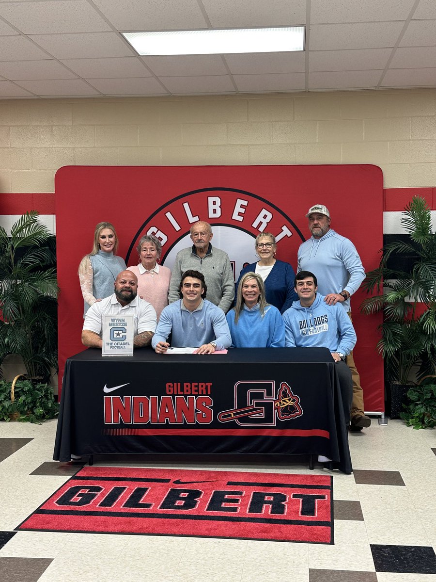 Extremely Proud Momma!  Wynn signed his commitment today to The Citadel!  Living out his baby Wynnie dream!!  💙🏈💙. Grateful to #GilbertAmerica for the memories!!