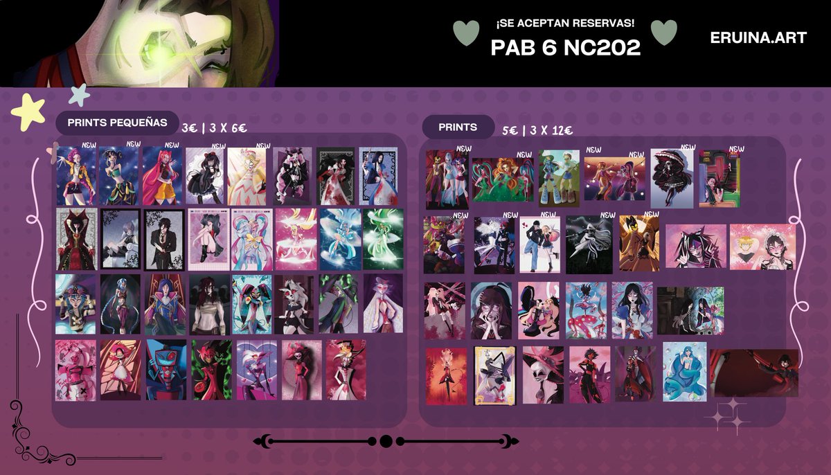 Eruina_Art's tweet photo. Holii, voy a estar en la Japan Weekend de Madrid los días 14 y 15 de febrero, en el pabellón 6 Stand NC 202 👀
Os dejo por aquí el catálogo con las cositas que estaré llevando, si os gusta cualquier cosita estoy aceptando reservas 💜
 #JwArte https://t.co/J5LIyvm7Af