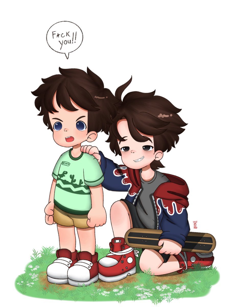 Hayden often gets kicked out of the park when he does his skateboarding 

So he’s taught Thatcher a few words