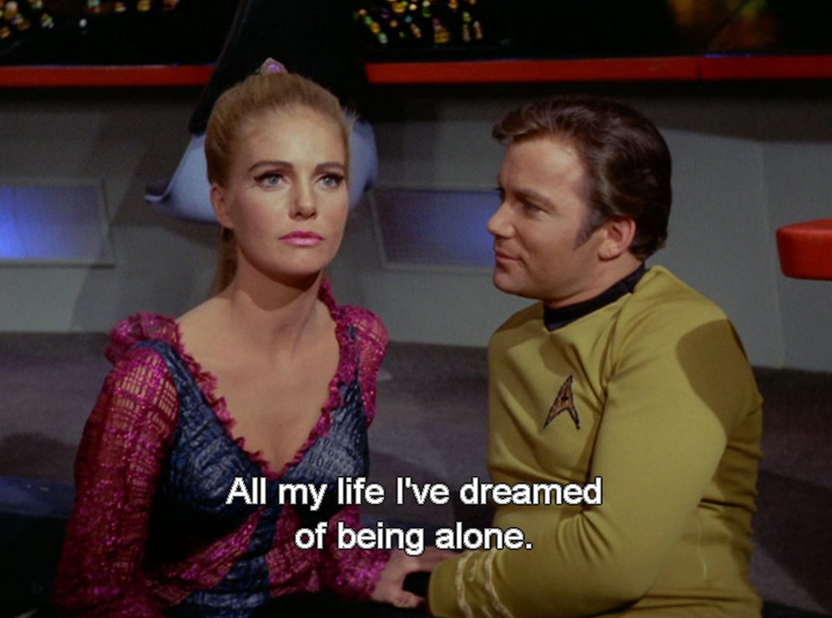 Loneliness in "The Mark of Gideon": 
Due to overpopulation people on Gideon aspire to be alone. Loneliness is a thing of desire.
#StarTrekLonely