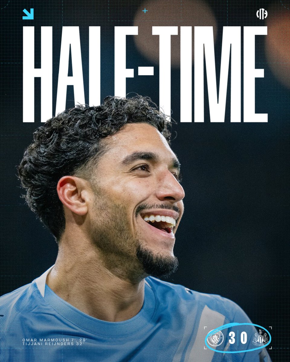 Leading at half-time 🙌

🩵 3-0 ⚫️