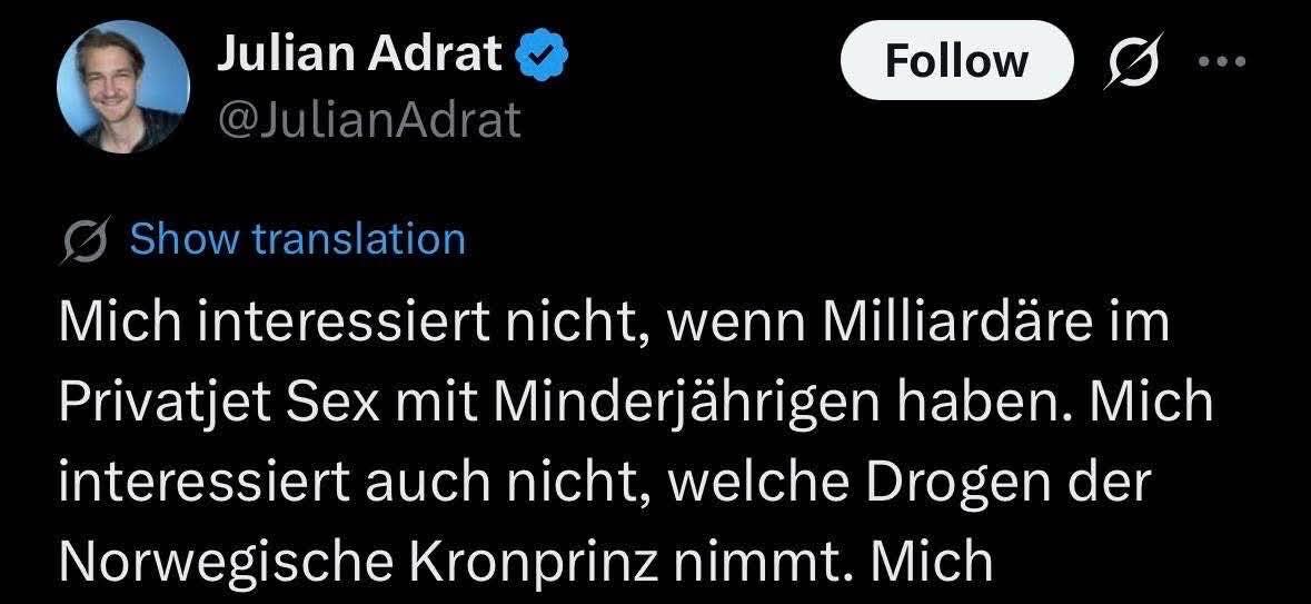 msv4ever's tweet photo. @JulianAdrat Interessiert mich so wenig wie ihr Interesse daran was Pädophile mit Kindern machen. https://t.co/NSbuIrUexn