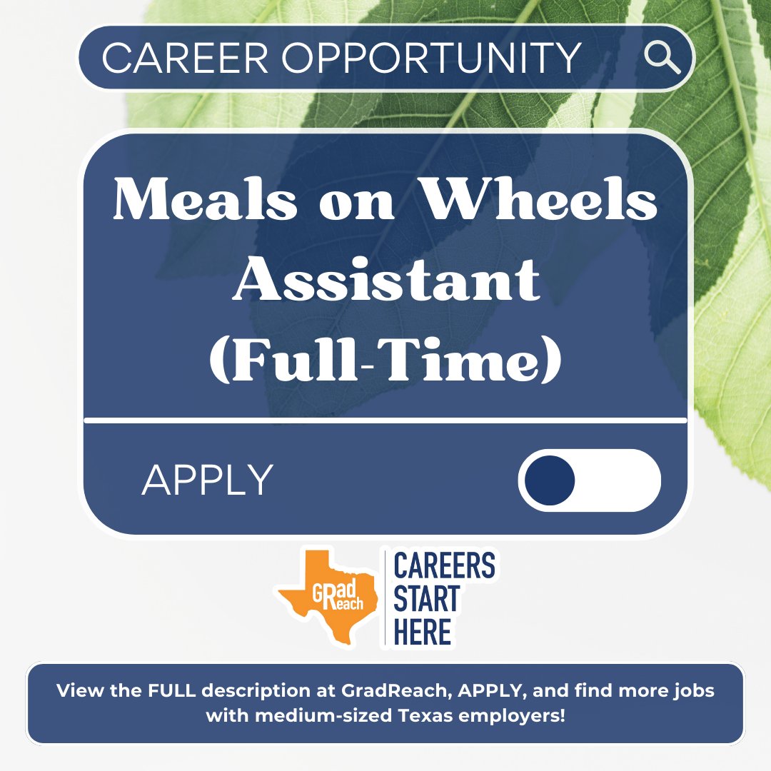 Log in to GradReach and see Meals on Wheels Assistant to learn more.
 
New opening at IM Houston (previously Interfaith Ministries)! Excellent admin opportunity, work at one of Houston’s largest nonprofits!

Remember to log in/register on GradReach’s website.
 
#CareersStartHere