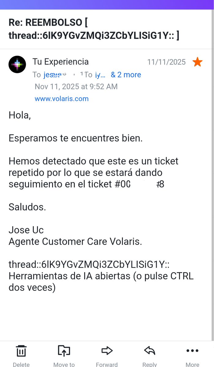 dad_bats's tweet photo. @agus88 @arlett_robles @volaris @viajaVolaris @Profeco Aquí en X se justifican @viajaVolaris  y dicen que solamente pueden resolver por correo electronico, pero son un desastre por correo electronico también, duplican tickets de la nada ellos solos y no responden https://t.co/LKsjQZMhXc