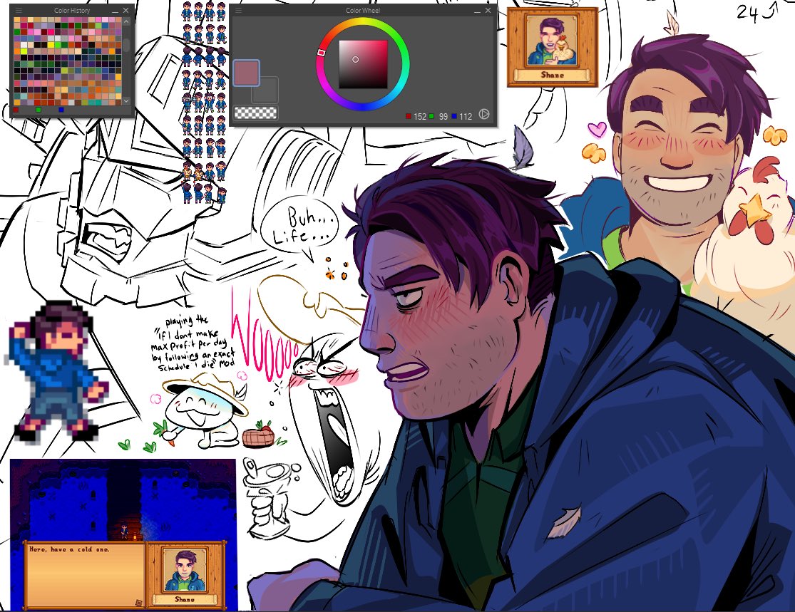 Jackopa3's tweet photo. Out of all the characters, I was most invested in Shane’s story ! 
#stardewvalleyshane #stardewvalley https://t.co/LyfXqNoQsl