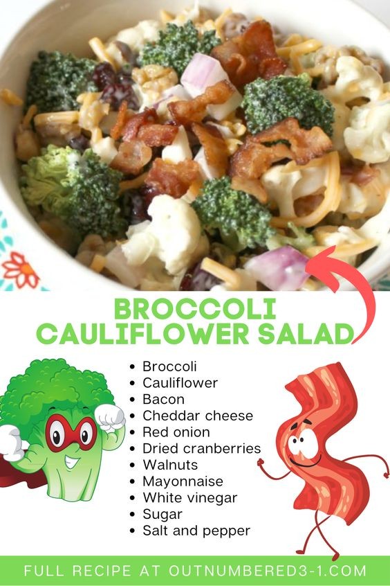 Easy Prep Ahead Broccoli Cauliflower Salad >> outnumbered3-1.com/2017/05/easy-p…