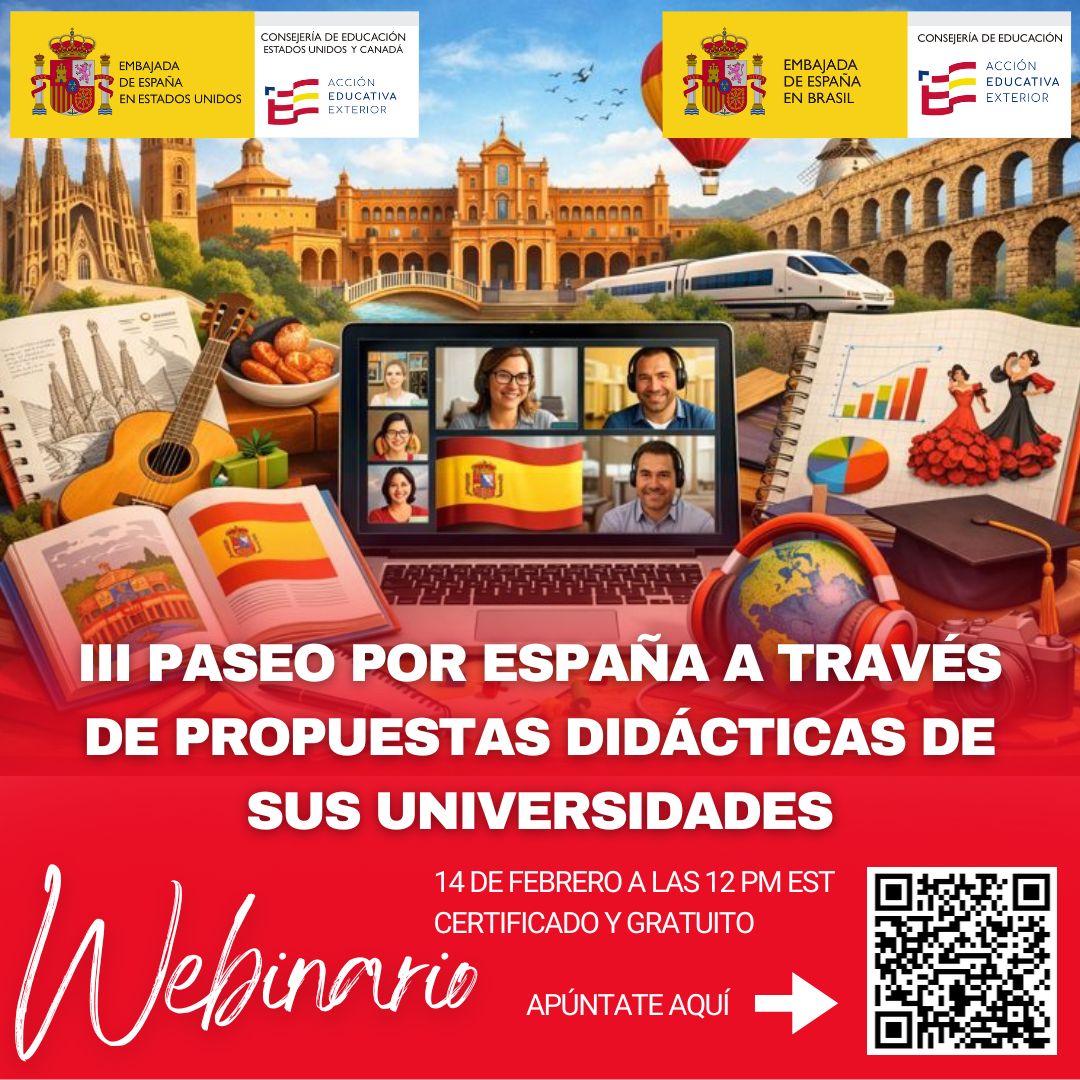 SpainEdOffice's tweet photo. Vuelve el III Paseo por España.
Universidades españolas presentan propuestas didácticas prácticas y dinámicas para la enseñanza del español.
Un recorrido virtual lleno de ideas para el aula.
#StudyinSpainSummer #AcciónEducativaExterior #SpainEdOffice https://t.co/MsYTvy7bPT