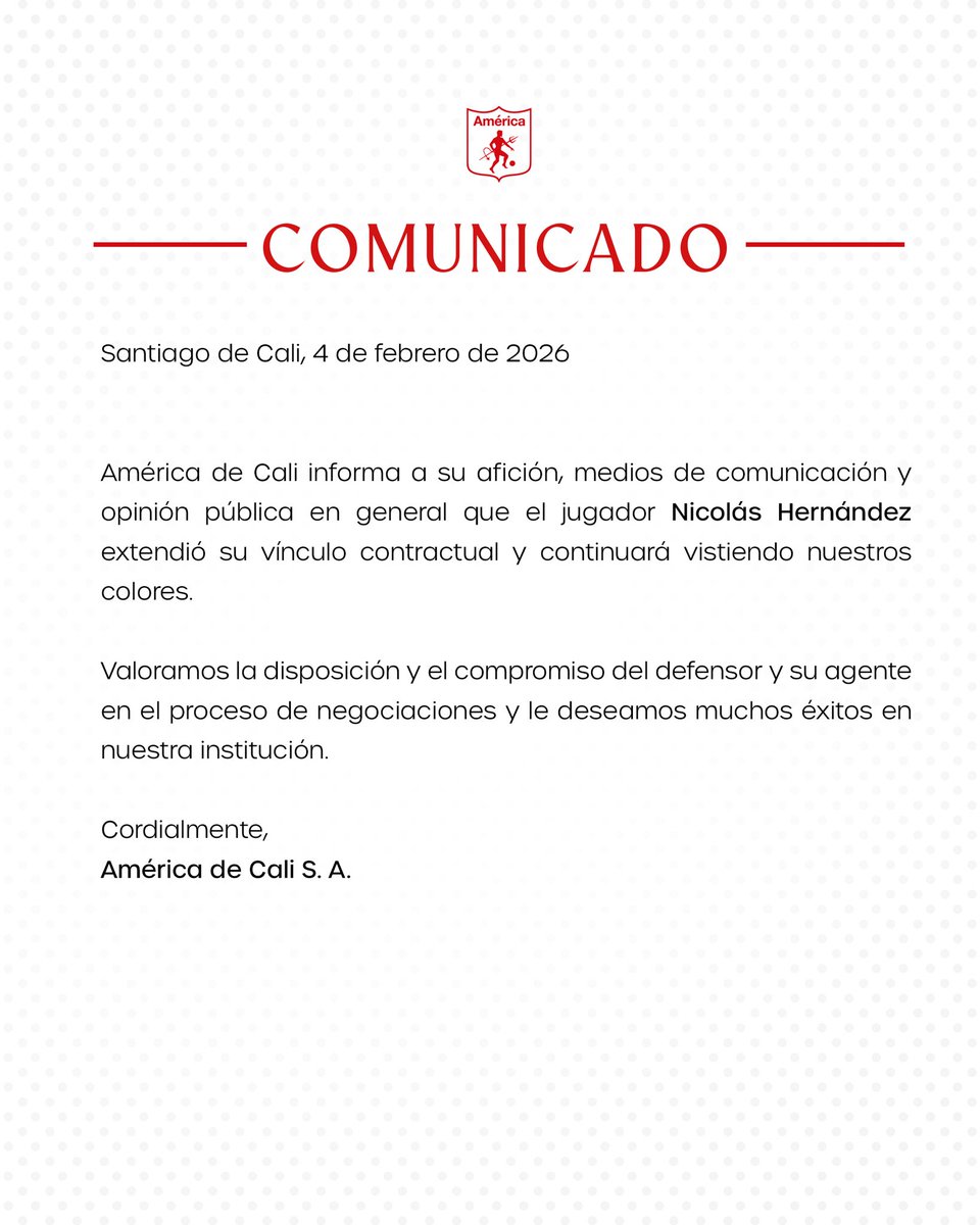 📄 Comunicado oficial | Nicolás Hernández.