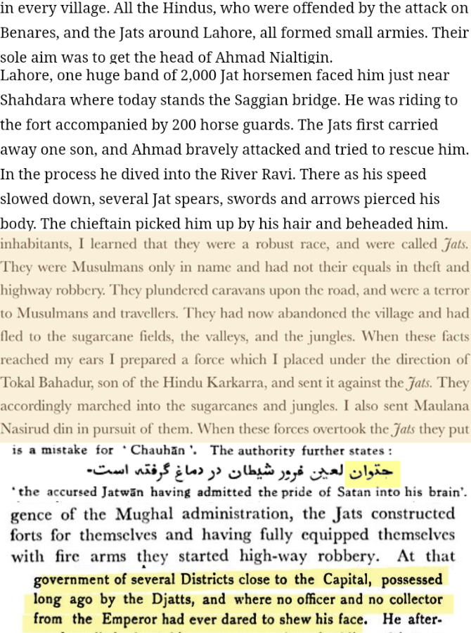 Every foreign invader was looted by jatts like ghaznavi campigns against jat of multan after being looted by em, jats of lahore killed ghaznavi governer niyaltegin. Jatwan killed aibak governer. Timurnama seeth against jatts that they looted him. Jats rarely paid taxes to mughals